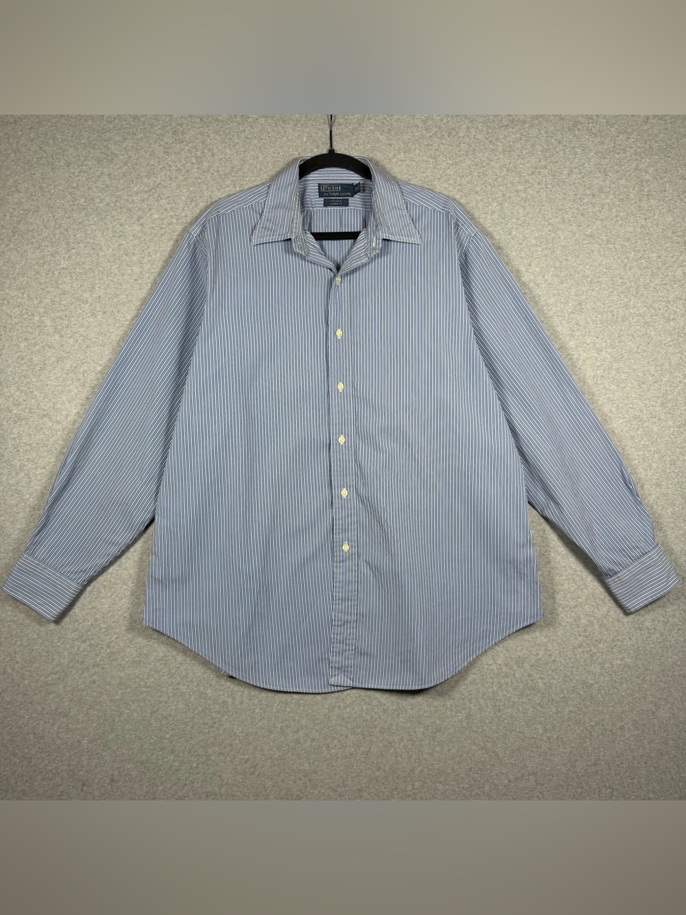 Polo Ralph Lauren Andrew Classic Fit Blue/White Striped Dress Shirt Sz 17 34/35